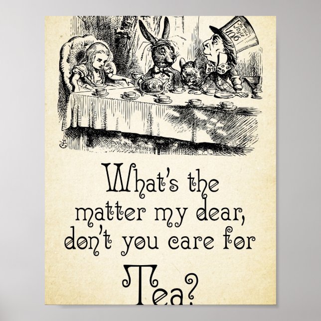 Poster Citation Alice in Wonderland - Thé - Citation de l (Devant)