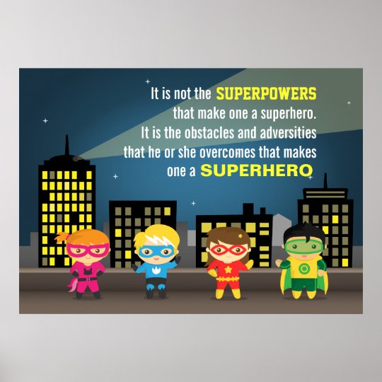 Poster Citation Coloree De Super Heros De Motivation Pour Zazzle Ca