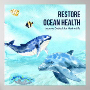Poster Citation Colorée Moderne Protéger Marine Life