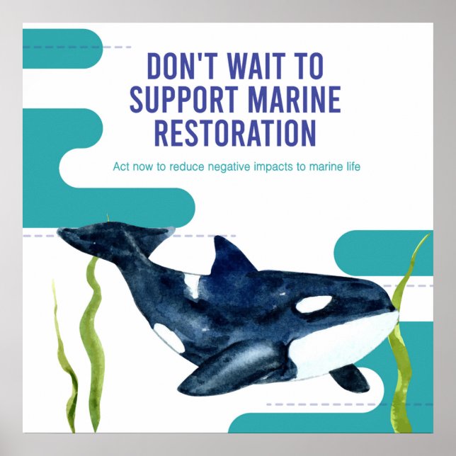Poster Citation Colorée Moderne Protéger Marine Life (Devant)