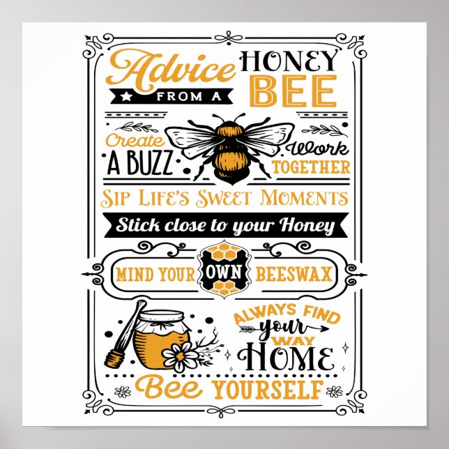 Poster Citation Conseils d'une abeille à miel (Devant)