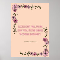 Citation Courageuse Imprimée – Motivation Florale