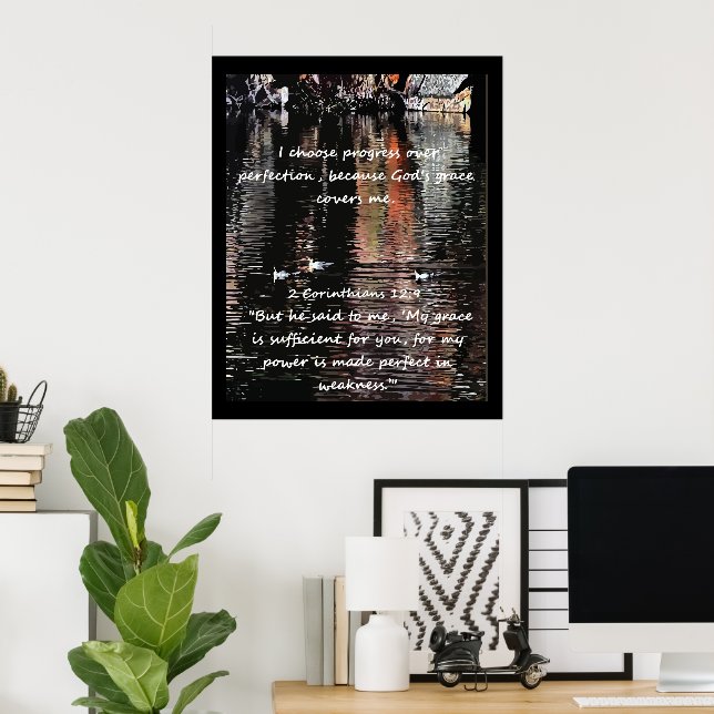 Poster Citation d'affirmation chrétienne et Bible corresp (Bureau à domicile)