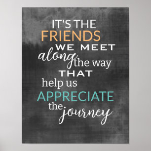 Poster citation d'amitié charcoal grey et white wall art