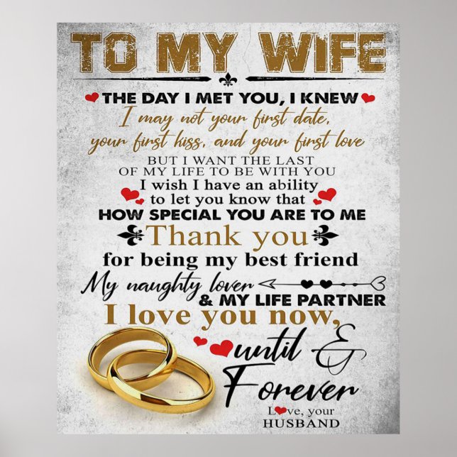 Poster Citation D'Amour Pour La Femme | Cadeau Couples co (Devant)