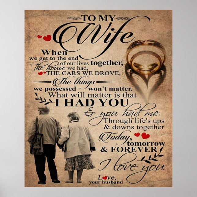 Poster Citation D'Amour Pour La Femme | Cadeau de décorat (Devant)