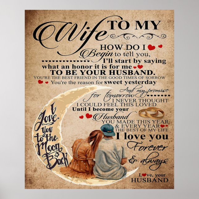 Poster Citation D'Amour Pour La Femme | Cadeau familial m (Devant)