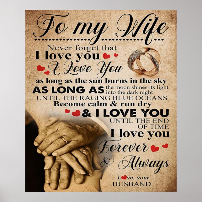 Poster Citation D'Amour Pour La Femme | Cadeau familial m (Devant)