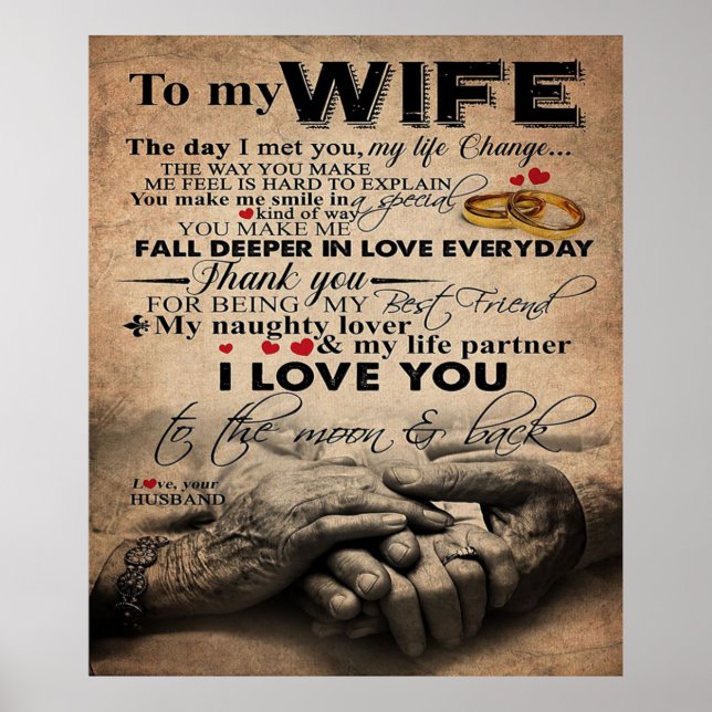 Poster Citation D'Amour Pour La Femme | Lovely Présent po (Devant)
