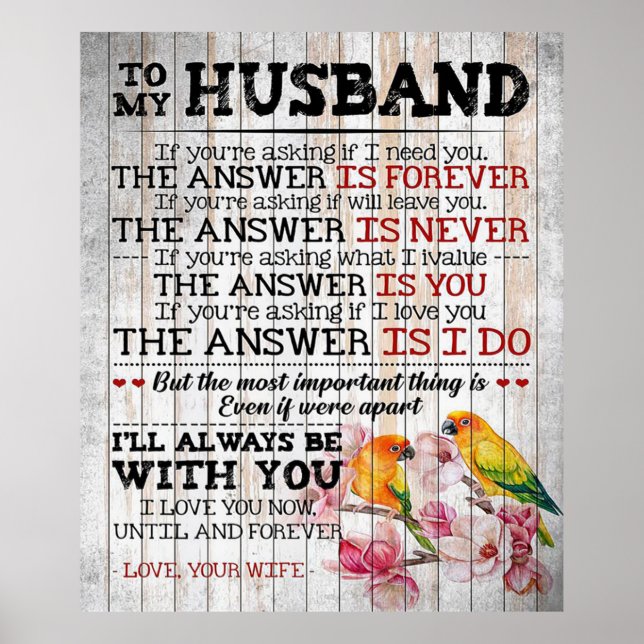 Poster Citation d'amour pour mari | Cadeau tendance (Devant)