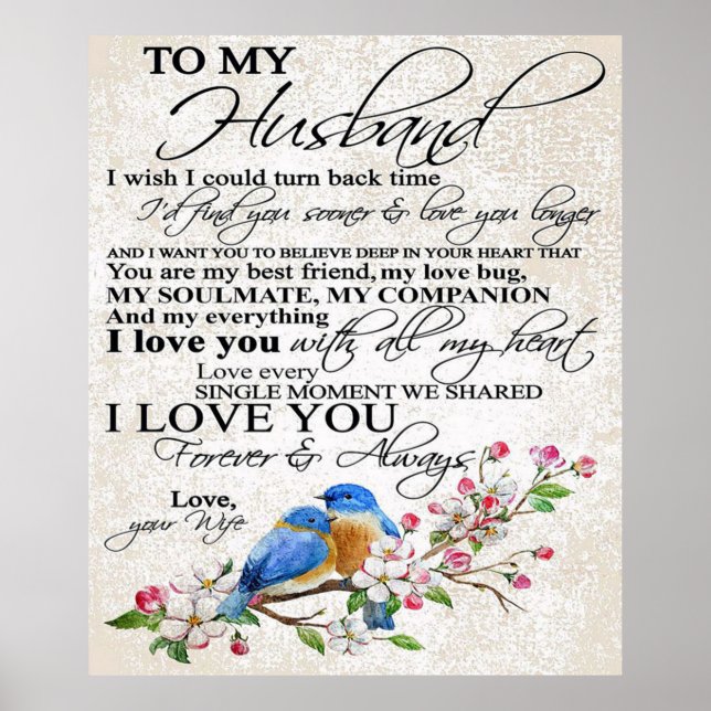 Poster Citation d'amour pour mari | Décor mignon (Devant)