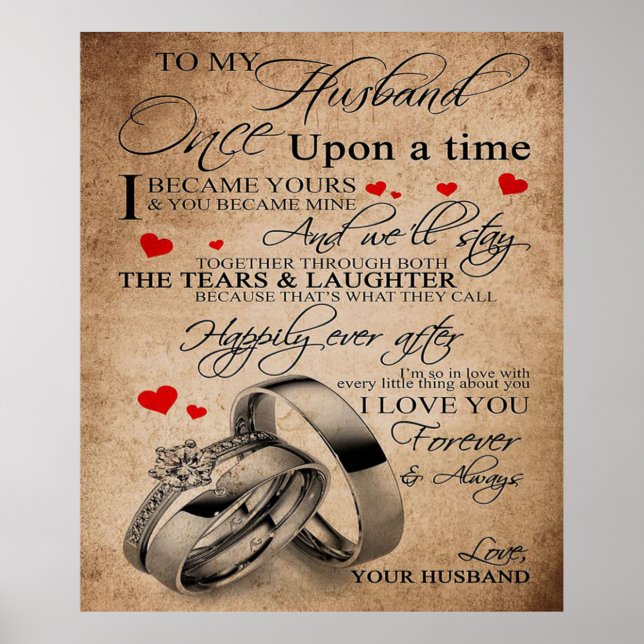 Poster Citation d'amour pour mari | Don de devis amusants (Devant)