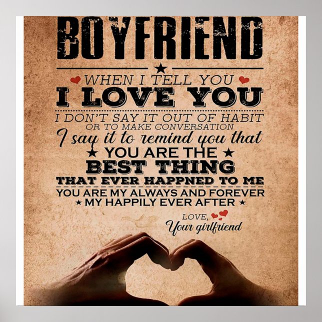 Poster Citation D'Amour Pour Petit Ami, Mari Amour Annive (Devant)