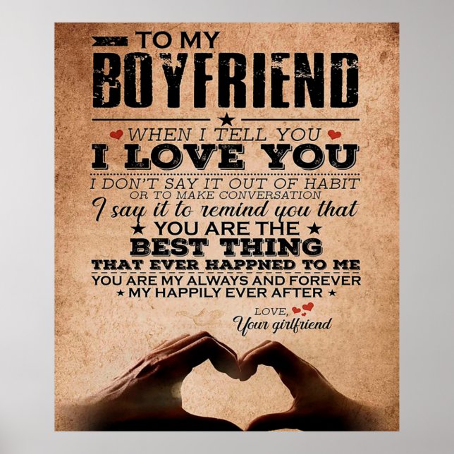 Poster Citation D'Amour Pour Petit Ami, Mari Amour Annive (Devant)