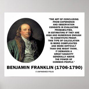 Poster Citation de Benjamin Franklin évaluant les probabi