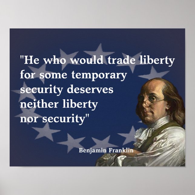Poster Citation de Benjamin Franklin sur la liberté (Devant)