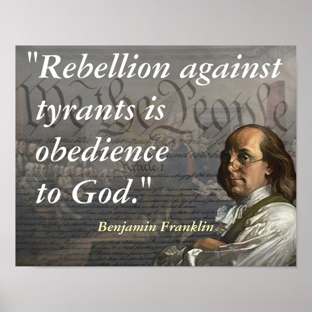 Poster Citation de Benjamin Franklin sur la rébellion (Devant)