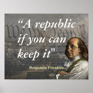 Poster Citation De Benjamin Franklin Sur Une République