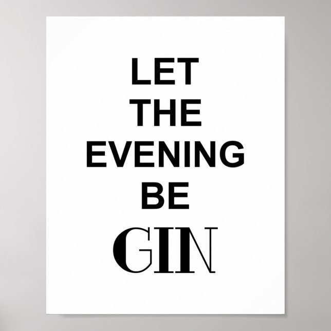 Poster Citation de boisson amusante LAISSEZ LE SOIR GIN (Devant)