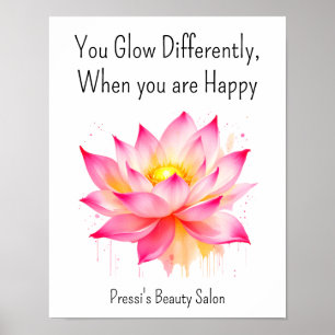 Poster Citation de bonheur inspirant Rose Soin de soi