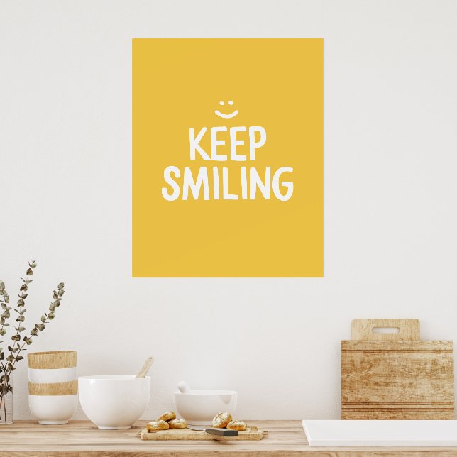Poster Citation de bonheur jaune souriant (Cuisine)