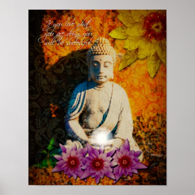 Poster Citation de bouddha lotus pourpre (Devant)