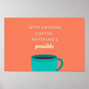 Poster Citation de café en pâte bleue