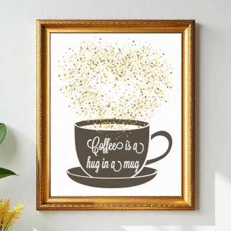 Poster Citation de café Mug Art Brown Humour blanc