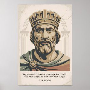 Poster Citation de Charlemagne Francs Illustration Vintag