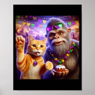 Poster Citation de chat Bigfoot de selfie Mardi Gras drôl