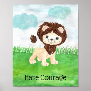 Poster Citation de courage pour une nurserie de bébé lion