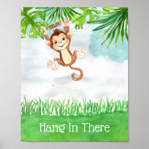 Poster Citation de crèche de bébé singe mignon qui tient 
