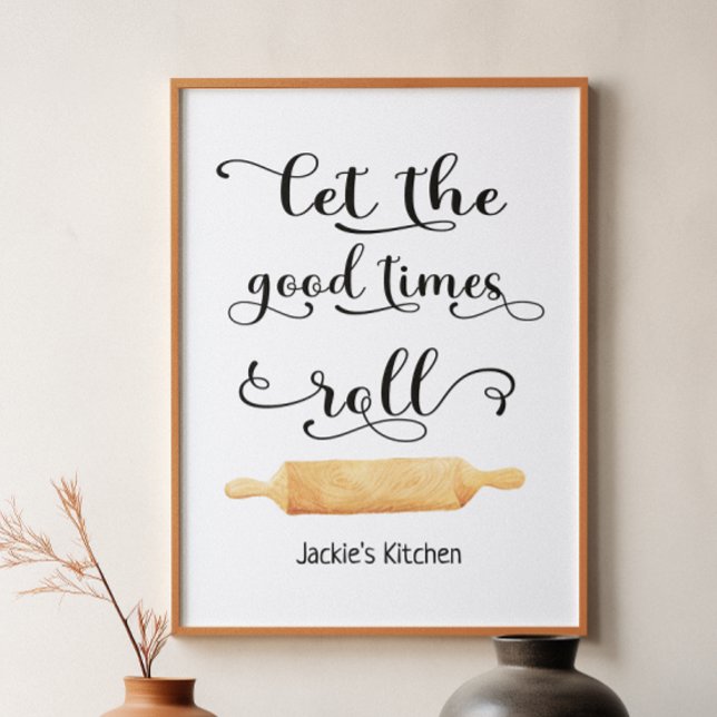 Poster Citation de cuisine Bon temps Typographie noir bla (Créateur téléchargé)