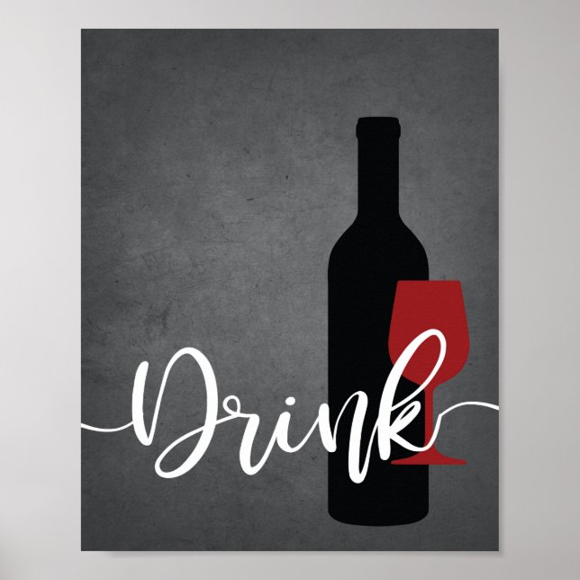 Poster Citation de cuisine rouge noir blanc gris noir BOI (Devant)