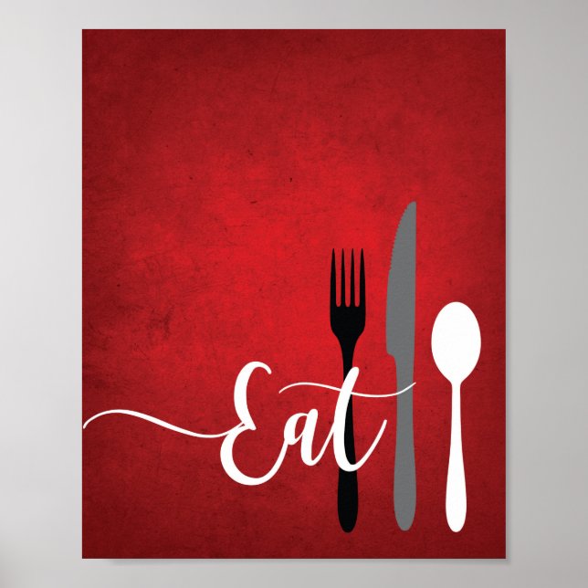 Poster Citation de cuisine rouge noir gris blanc (Devant)