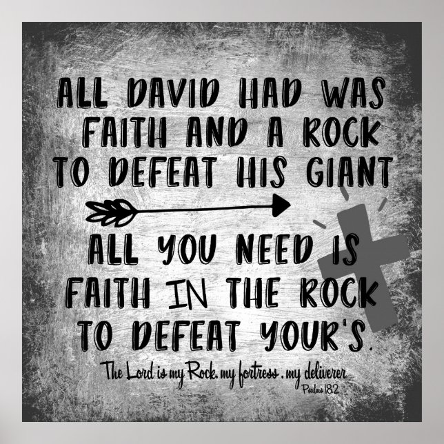 Poster Citation de David et Rock avec Verse biblique (Devant)