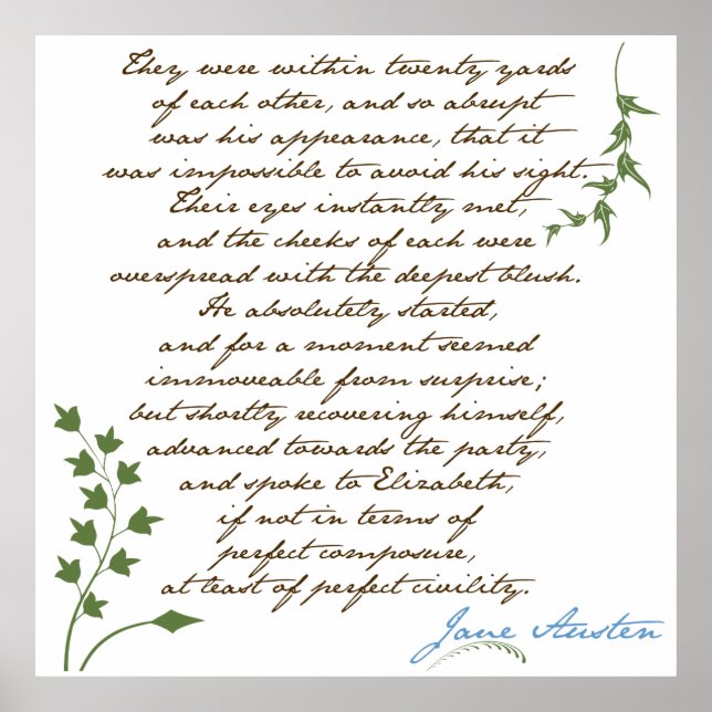 Poster Citation de Fierté et préjugés de Jane Austen #1 (Devant)
