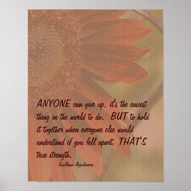 Poster Citation de force Orange Sunflower Inspirationnel (Devant)