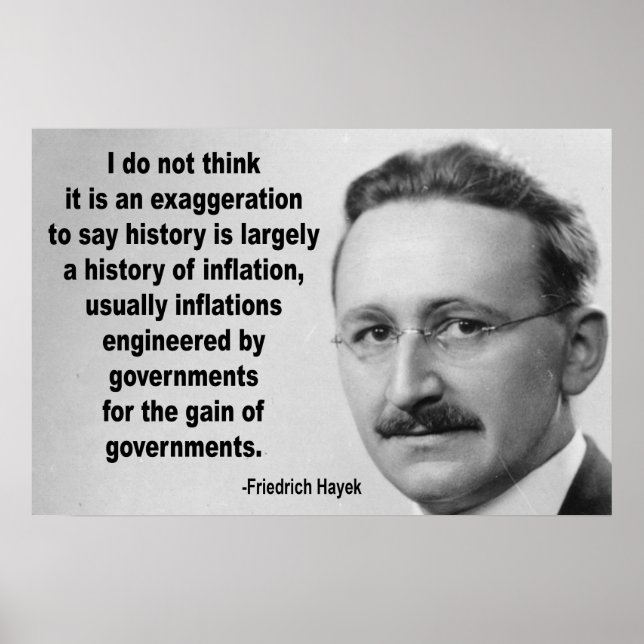 Poster Citation de Friedrich Hayek sur l'inflation (Devant)
