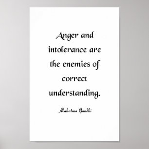 Poster Citation de Gandhi, colère et intolérance