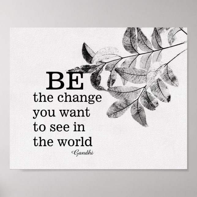 Poster Citation de Gandhi être le changement nature art (Devant)