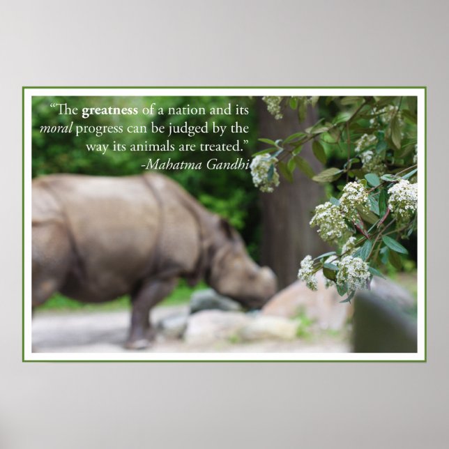 Poster Citation de Gandhi, Traitez bien les animaux (Devant)