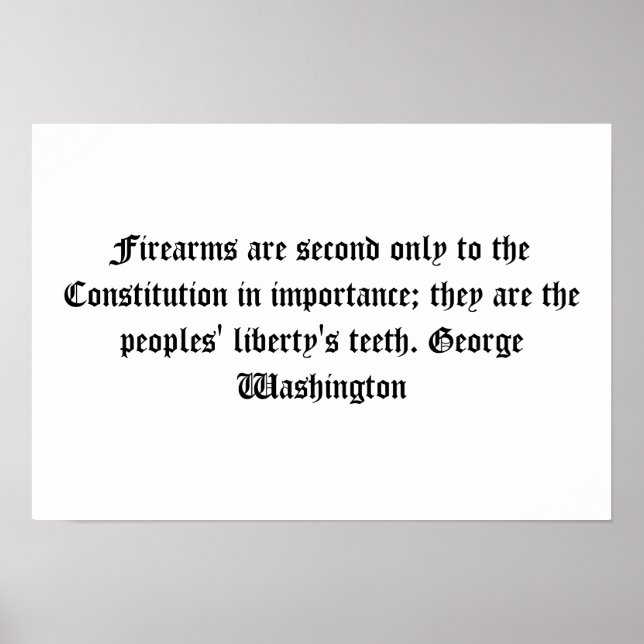 Poster Citation de George Washington sur les armes à feu (Devant)