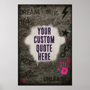 Poster Citation de graffiti personnalisable sur mur de br
