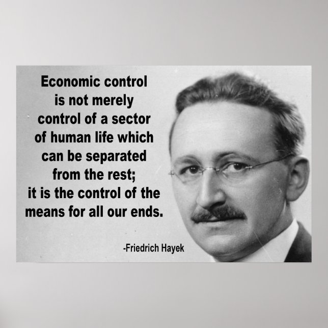 Poster Citation de Hayek Economic Control (Devant)