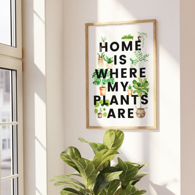 Poster Citation de jardinage de la plante d'aquarelle (In situ beside the window)