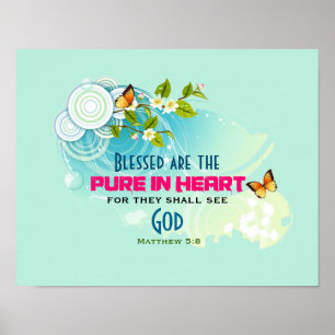 Poster Citation de la béatitude des papillons et fleurs