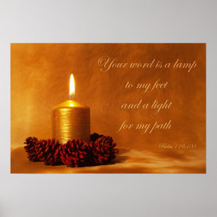Poster Citation de la Bible avec bougie de Noël