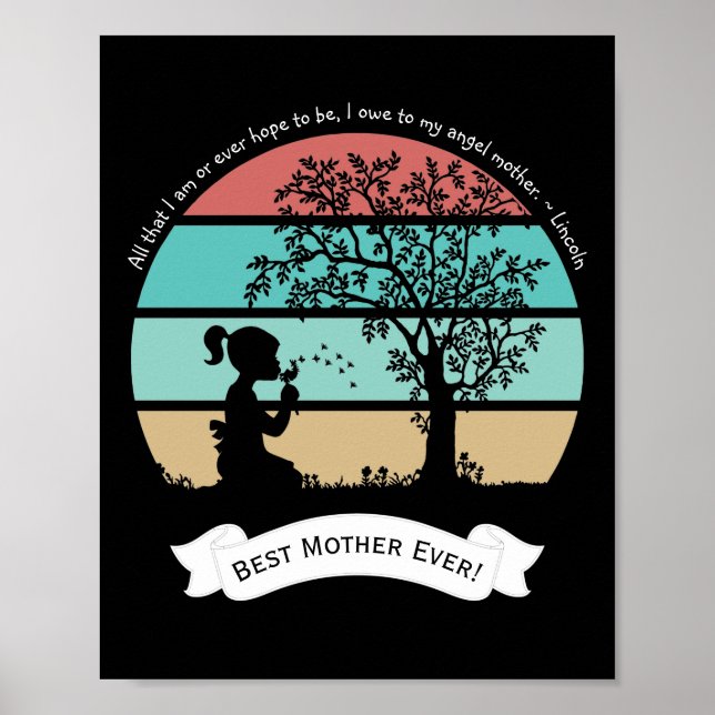 Poster Citation de la fête des mères assise sous l'arbre  (Devant)
