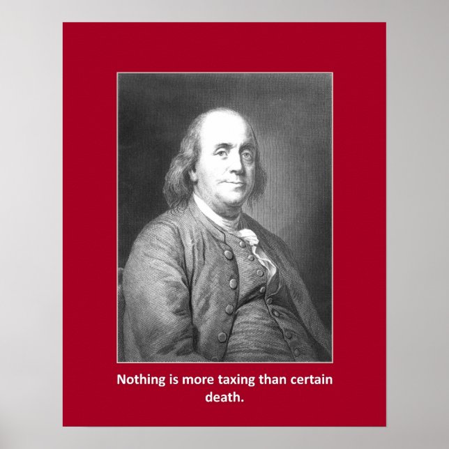 Poster Citation De La Mort Et Des Impôts Drôle Jouer Sur  (Devant)